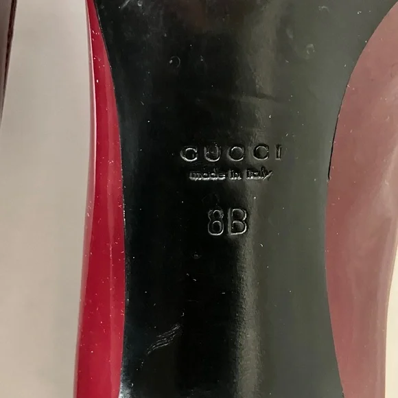 Gucci 8 Burgundy Patent Leather Heels Horsebit - Picture 7 of 11